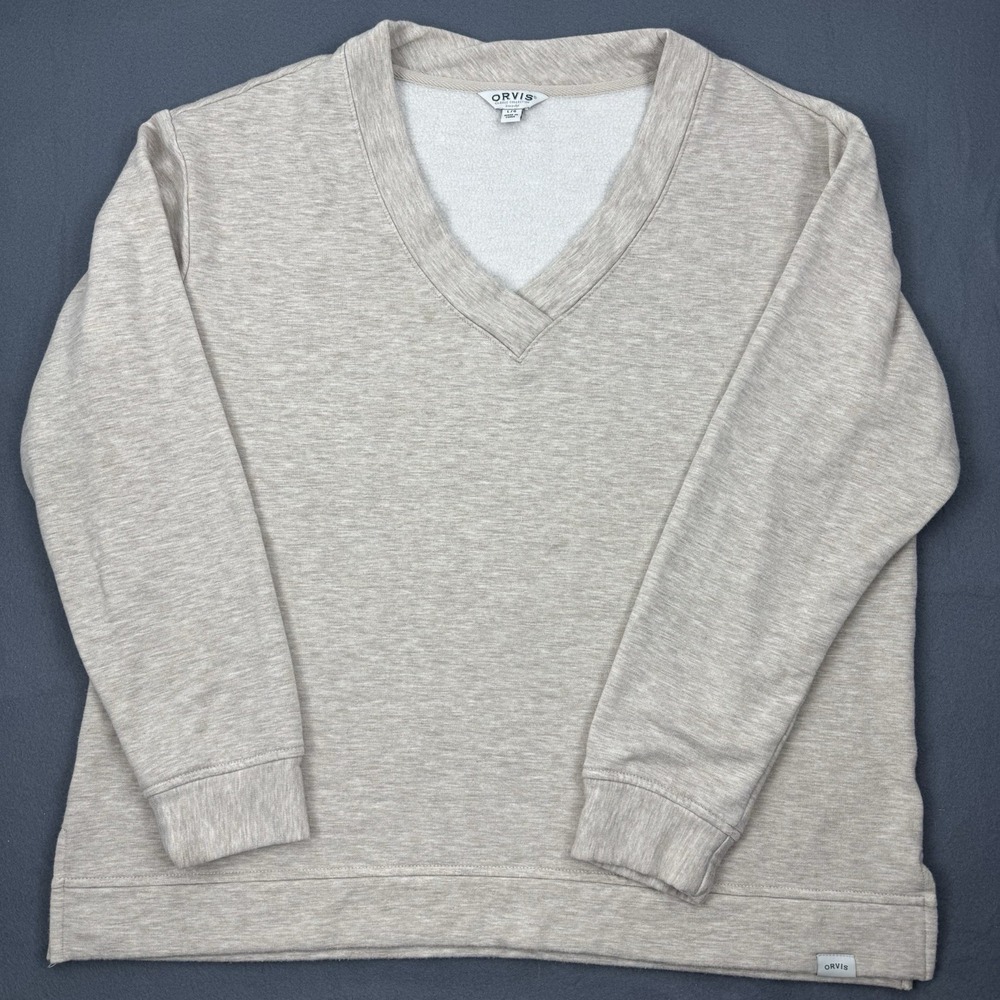 ORVIS Womens‎ Pullover Long Sleeve V-Neck Modal Blend Sweater Tan - L